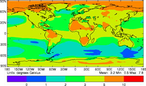 Carte du réchauffement climatique