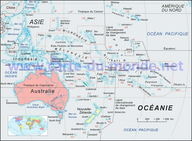 Carte de l'Océanie