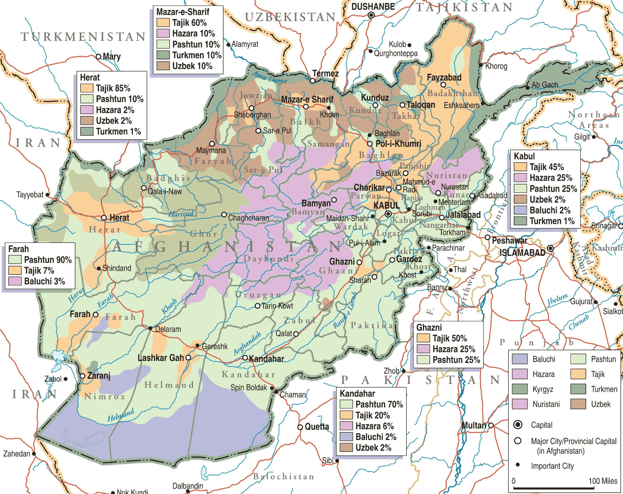 Carte population Afghanistan