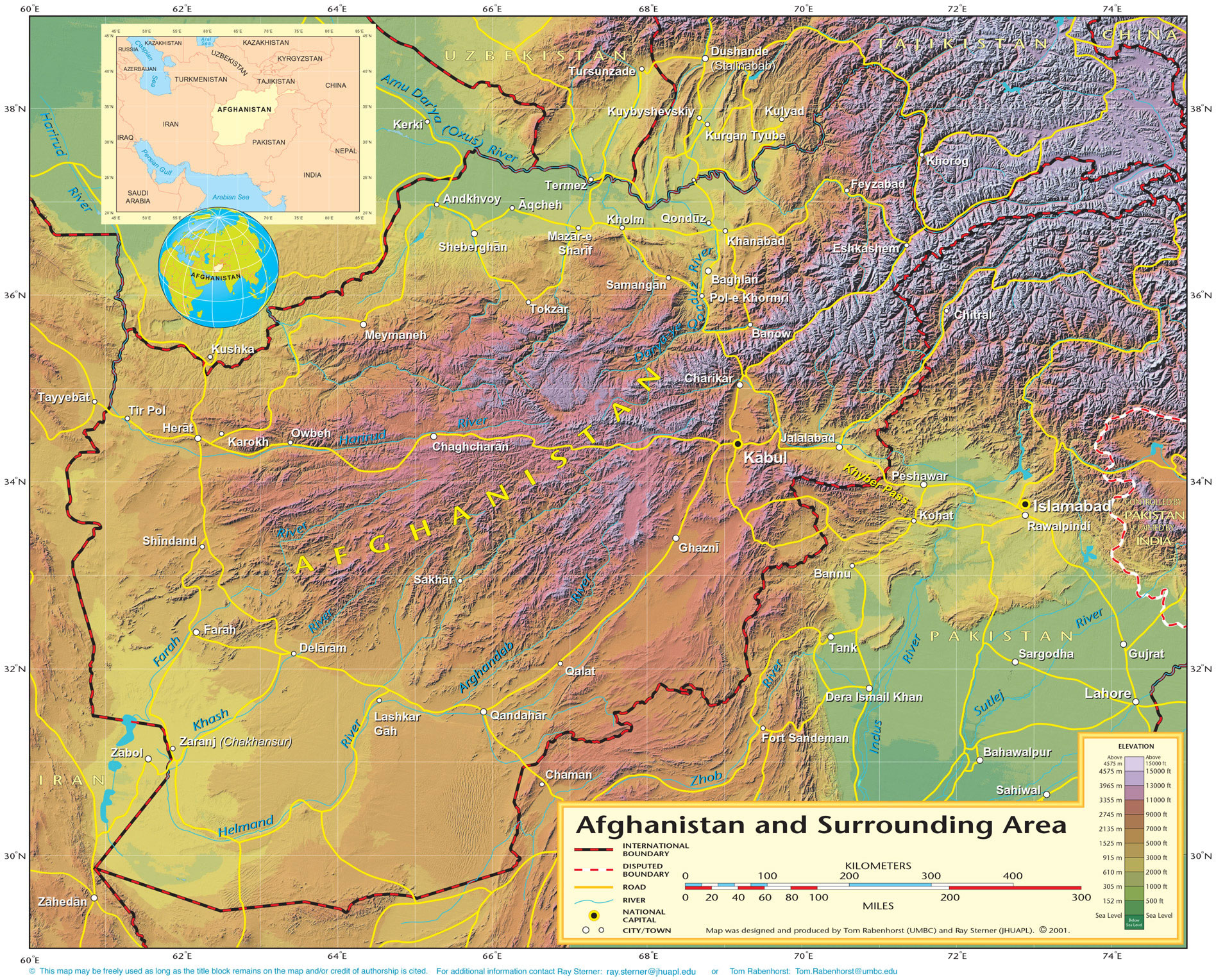 Carte relief Afghanistan