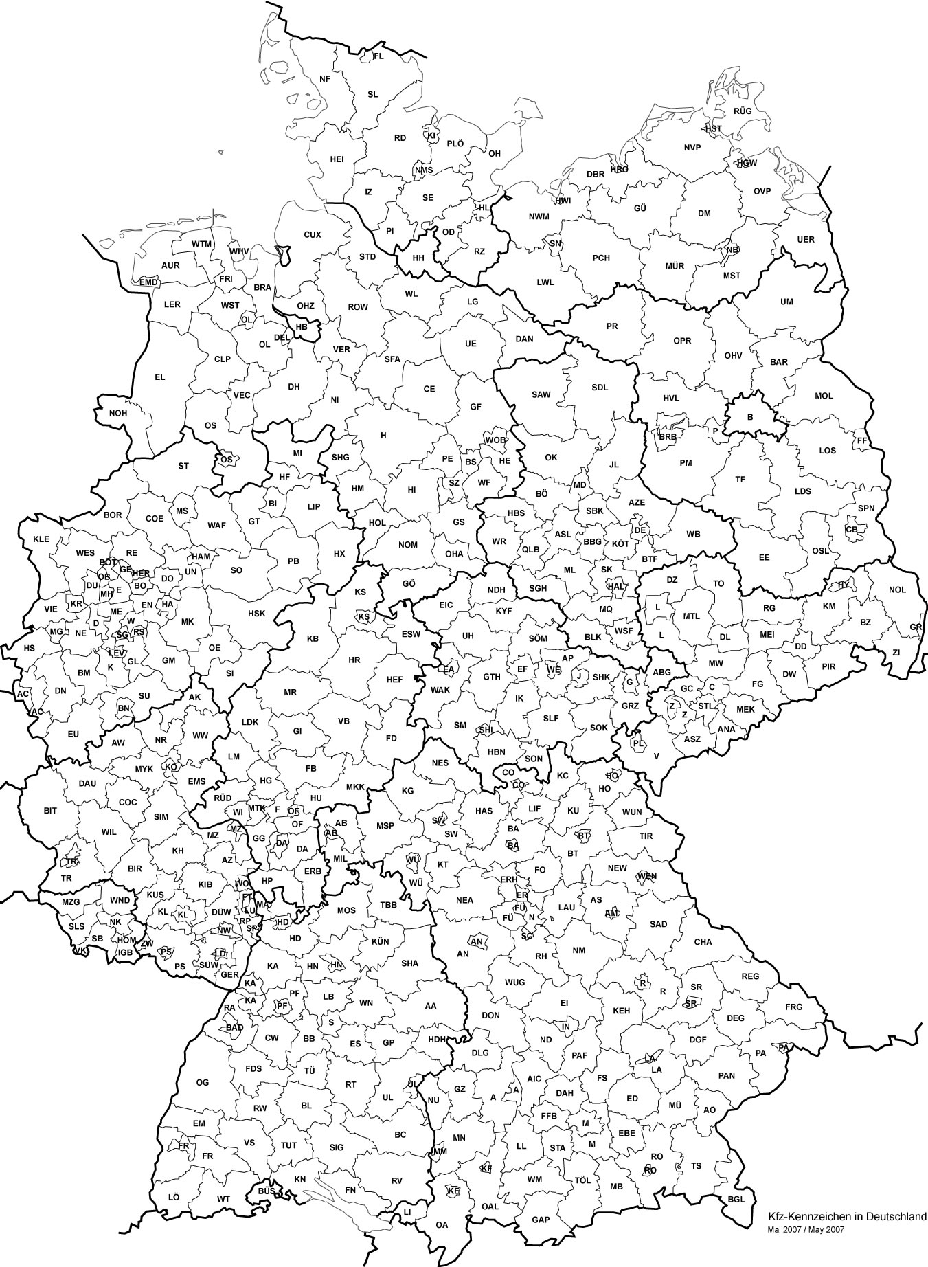 Carte Allemagne vierge départements