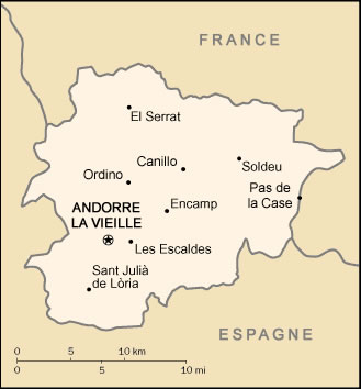 Carte grande villes Andorre
