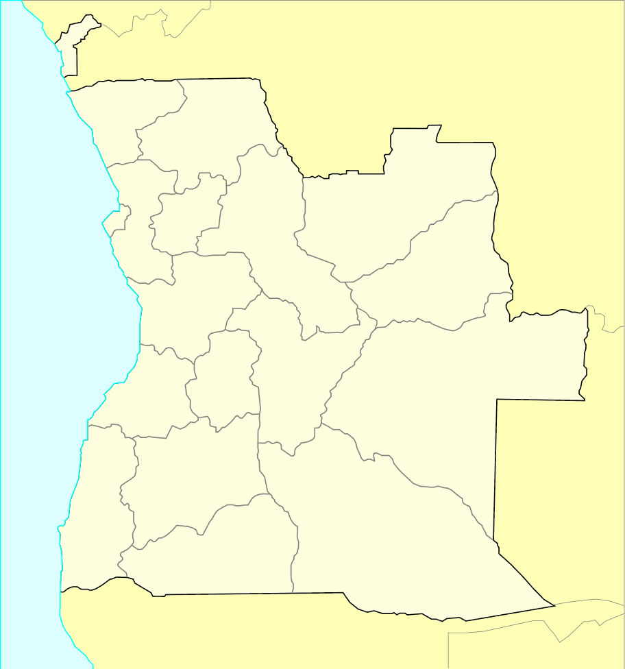 Carte Angola vierge couleur