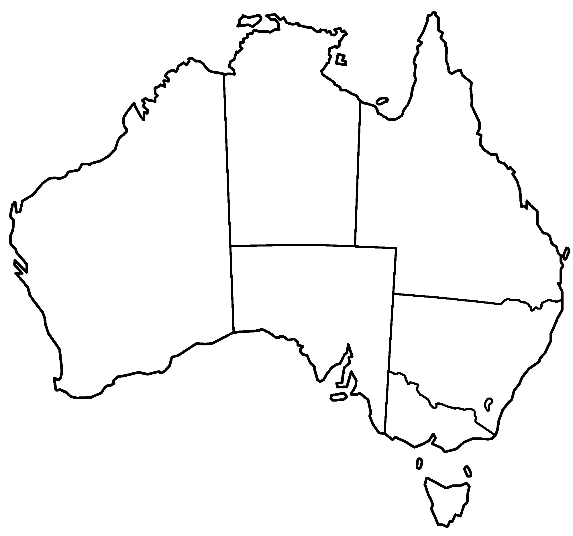 Carte Australie vierge régions