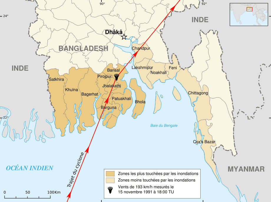 Carte inondation Bangladesh