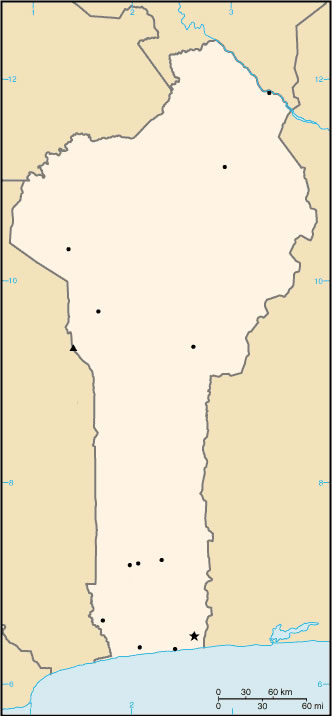 Carte Bénin vierge couleur