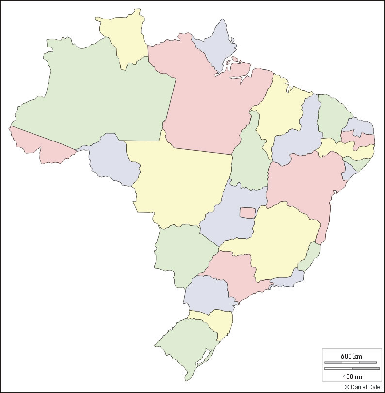 Carte Brésil vierge couleur