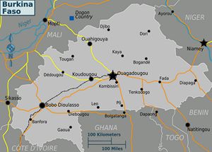 Carte noir et blanc Burkina Faso