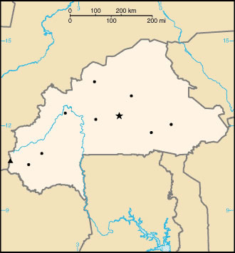 Carte Burkina Faso vierge couleur