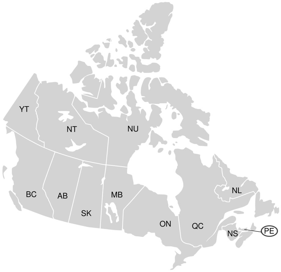 Carte Canada vierge régions