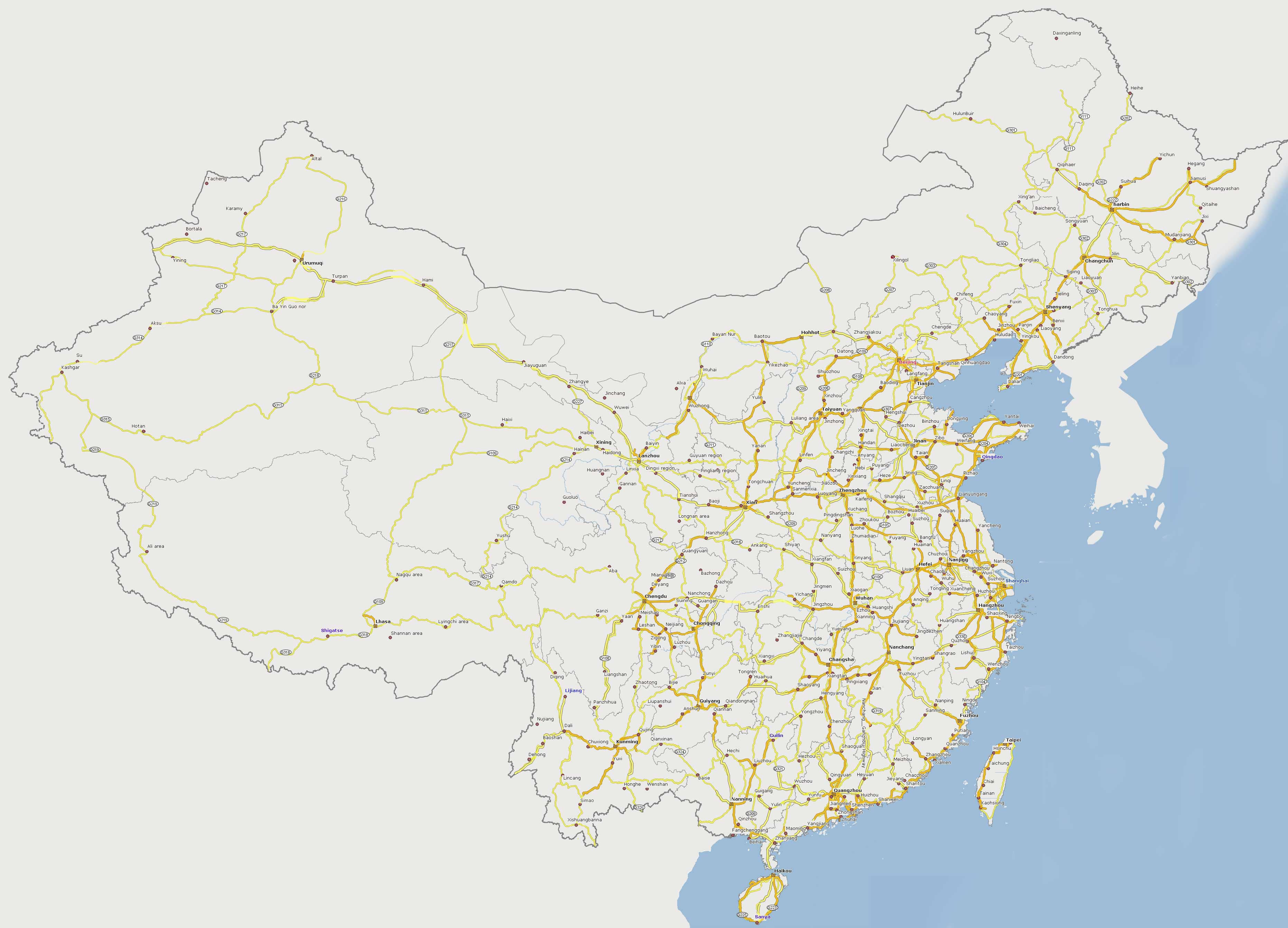 Carte routière Chine