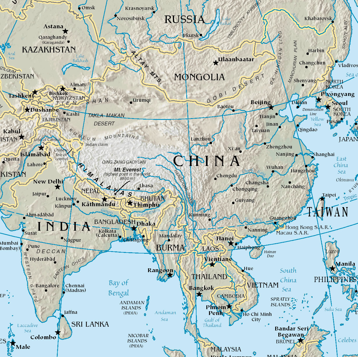 Carte des villes Chine