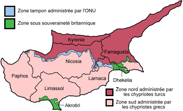 Carte régions Chypre