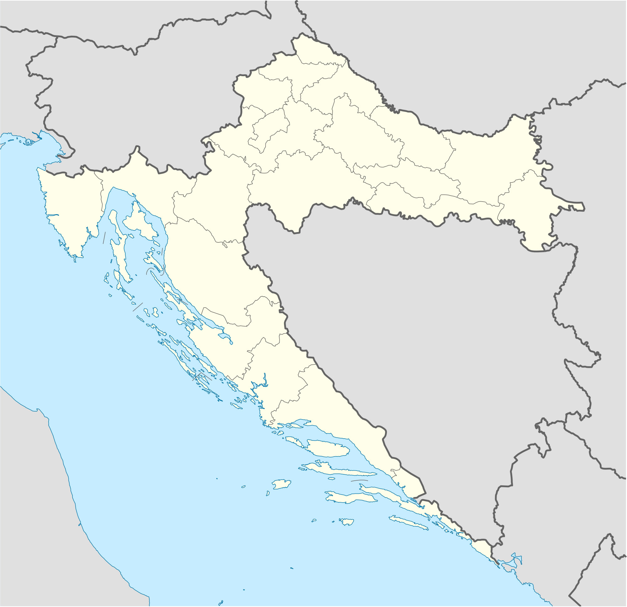 Carte Croatie vierge régions