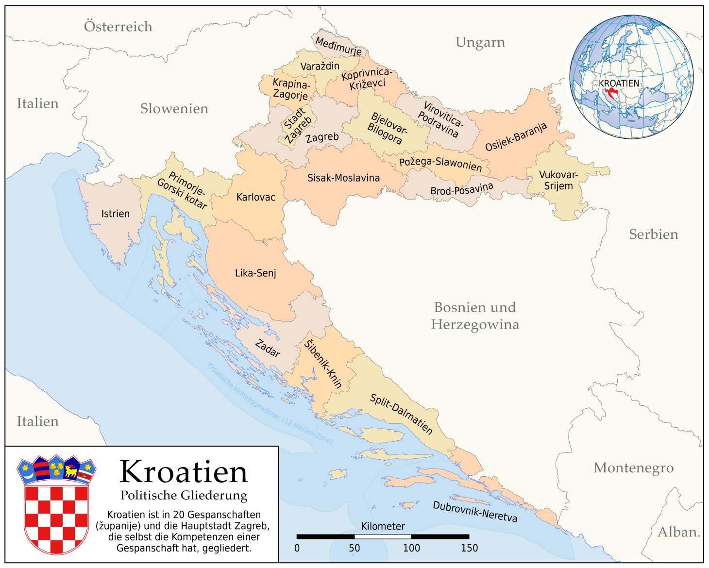 Carte politique Croatie