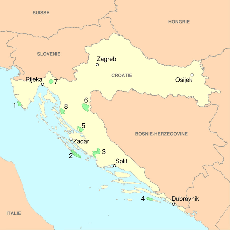 Carte végétation Croatie