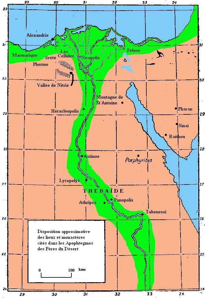 Carte monastique Égypte