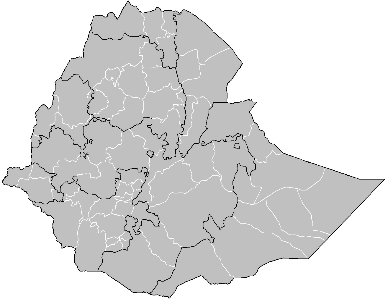 Carte noir et blanc Éthiopie