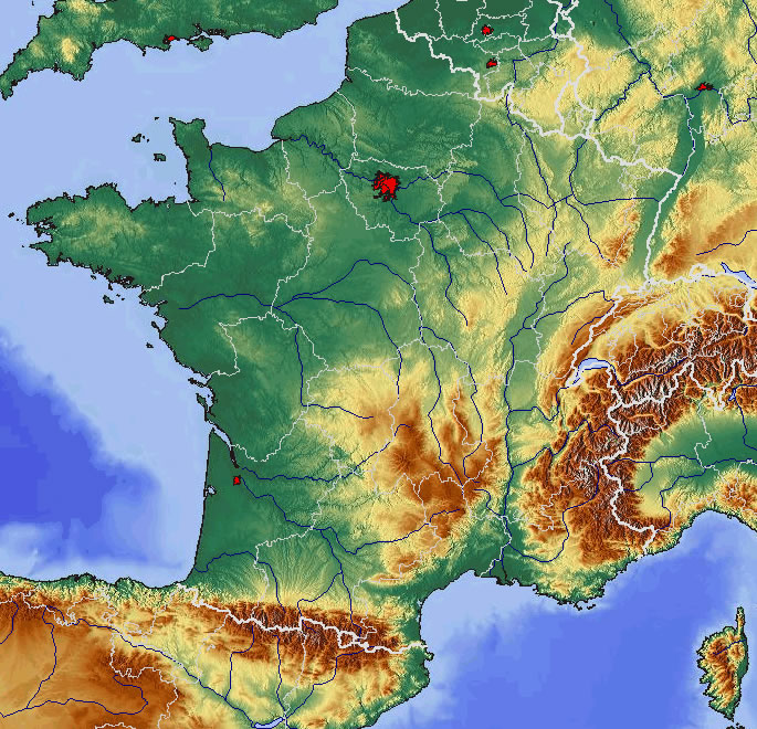 Carte topographique de France
