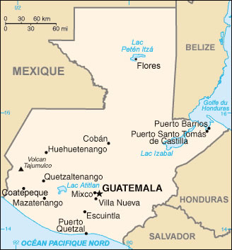 Carte grande villes Guatemala