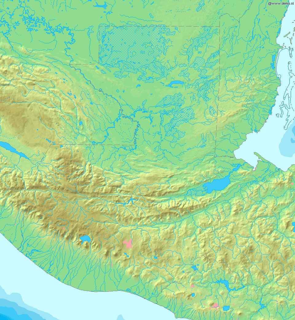 Carte relief Guatemala