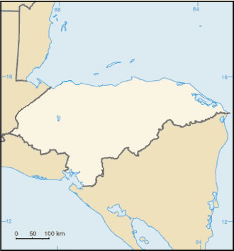 Carte Honduras vierge couleur
