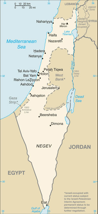 Carte grande villes Israël