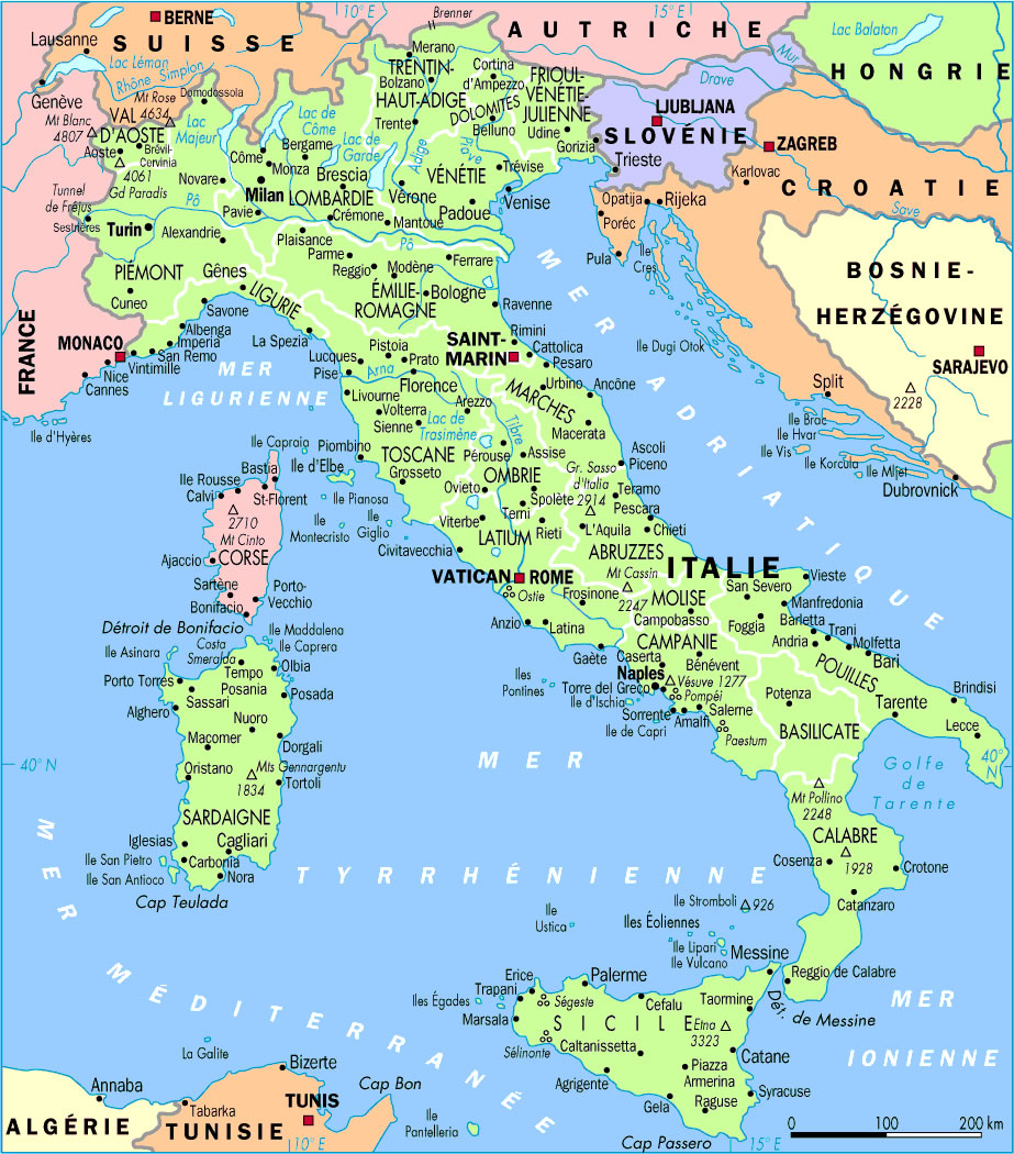 Carte grande villes Italie