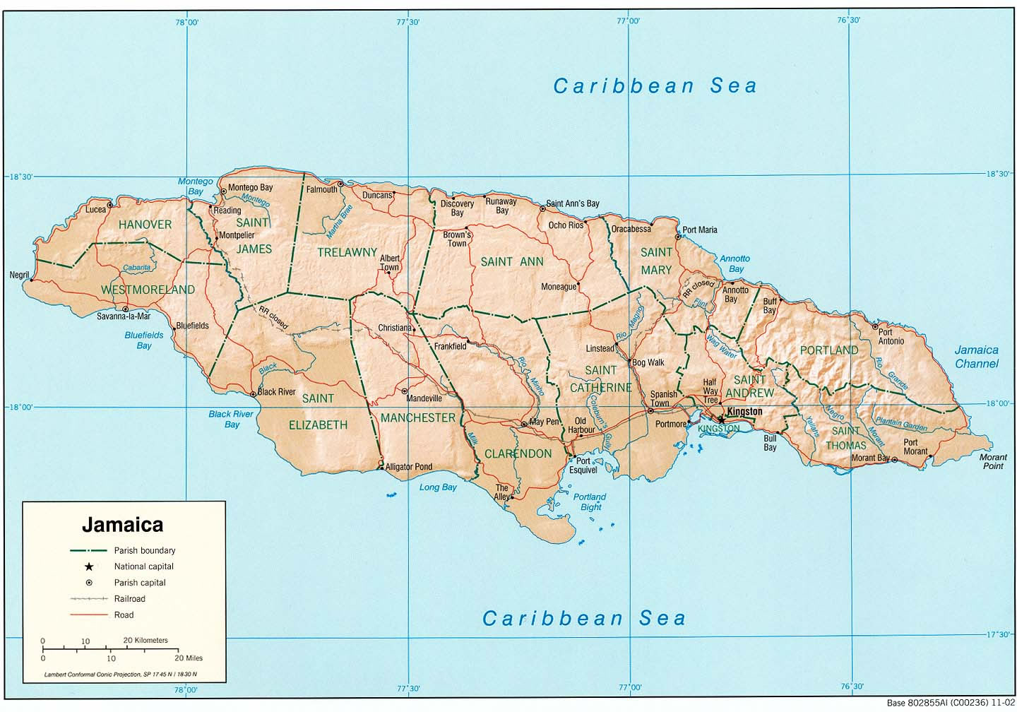 Carte Jamaïque
