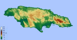 Carte physique Jamaïque