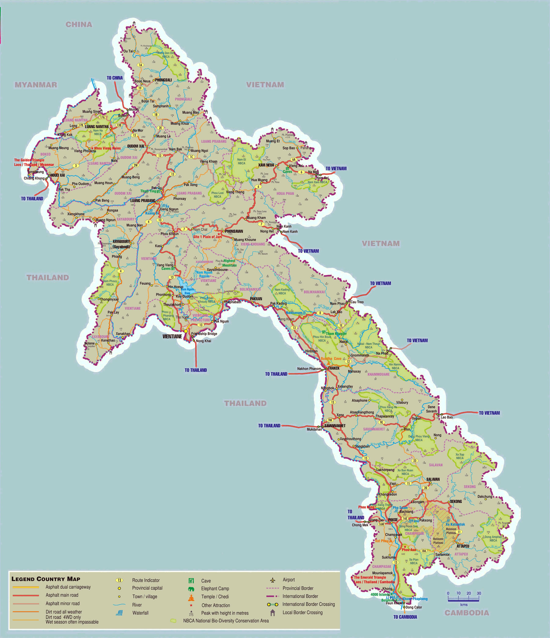 Carte routière Laos