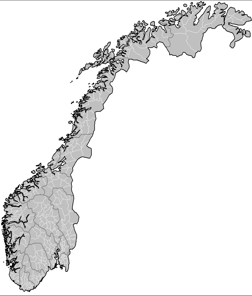 Carte Norvège vierge départements
