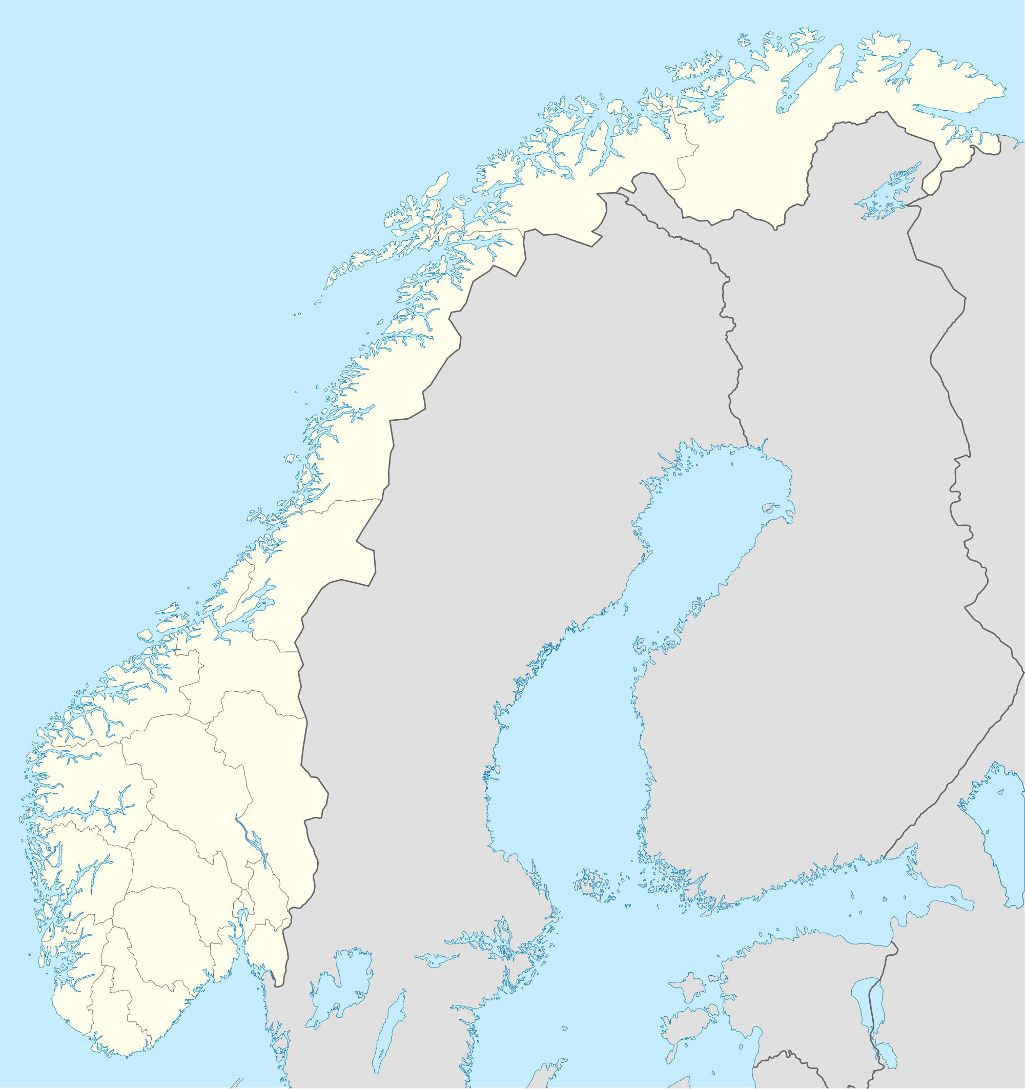 Carte Norvège vierge régions