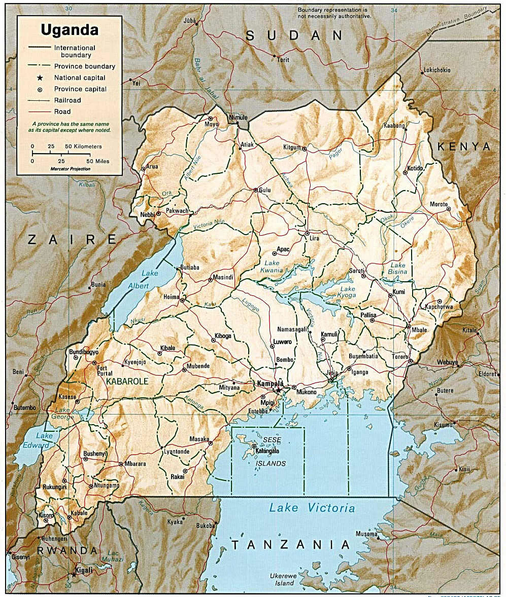 Carte relief Ouganda