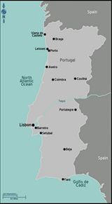 Carte noir et blanc Portugal