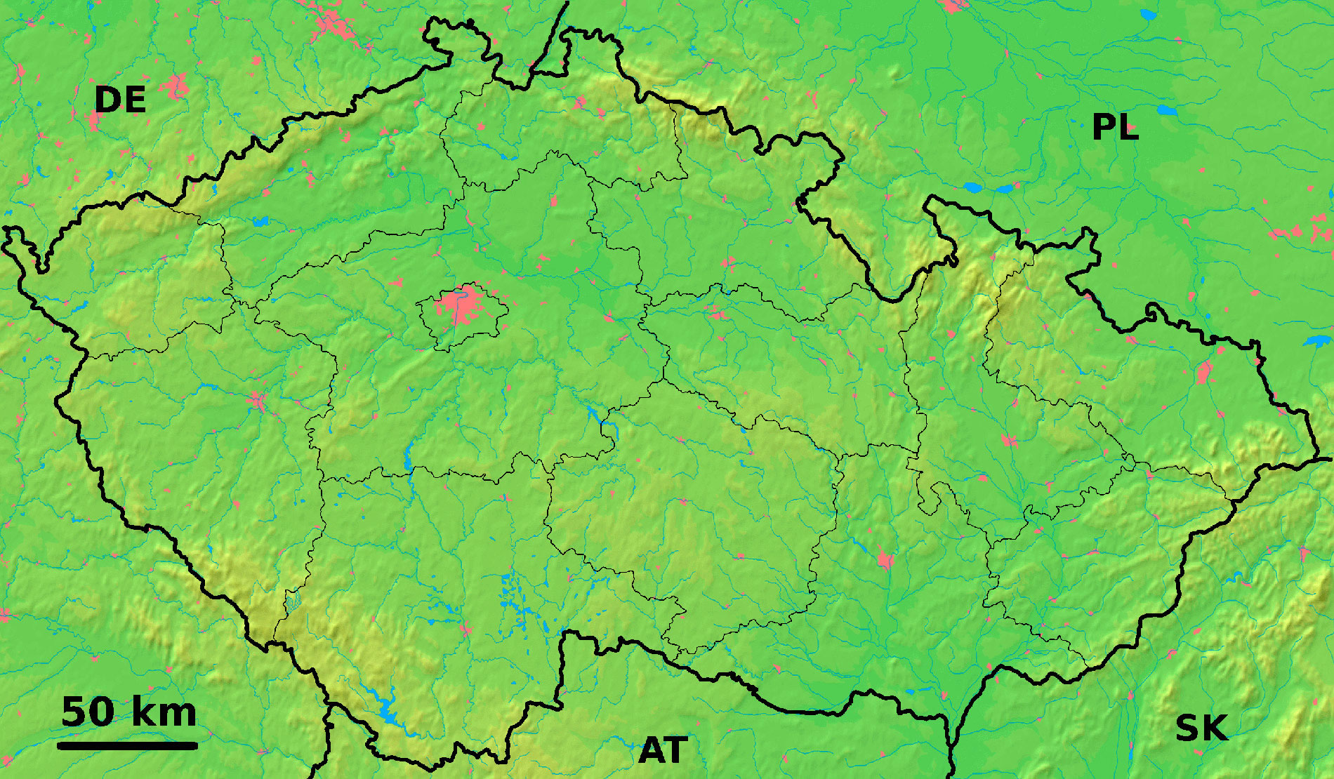 Carte topographique République tchèque