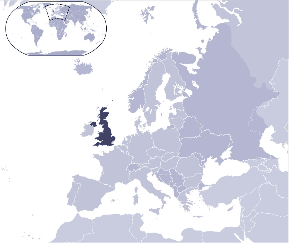 Localiser Royaume-Uni sur carte du monde