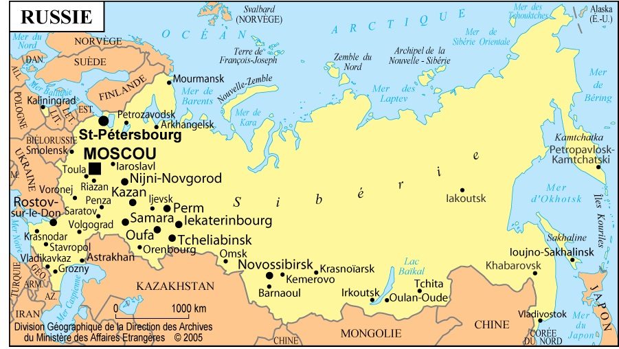 Carte grande villes Russie