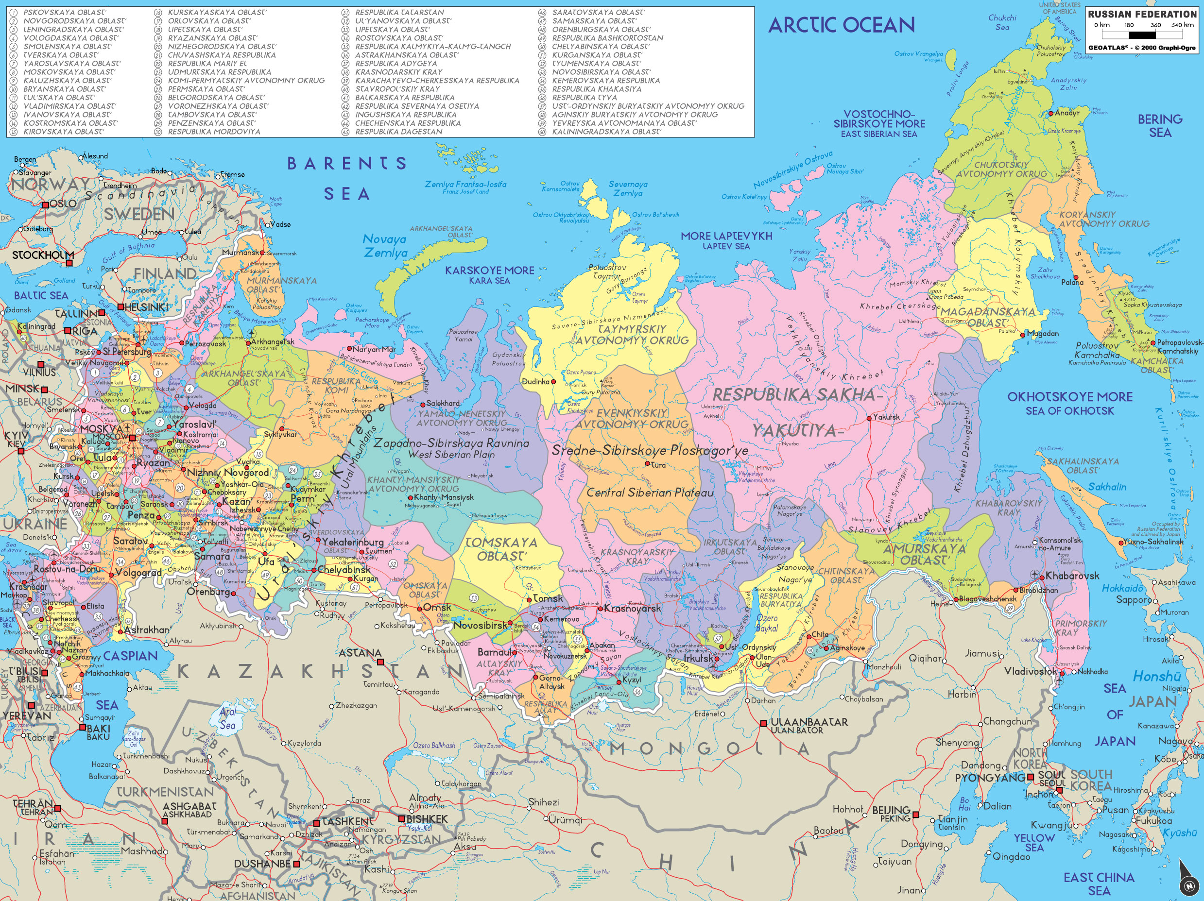 Carte des villes Russie