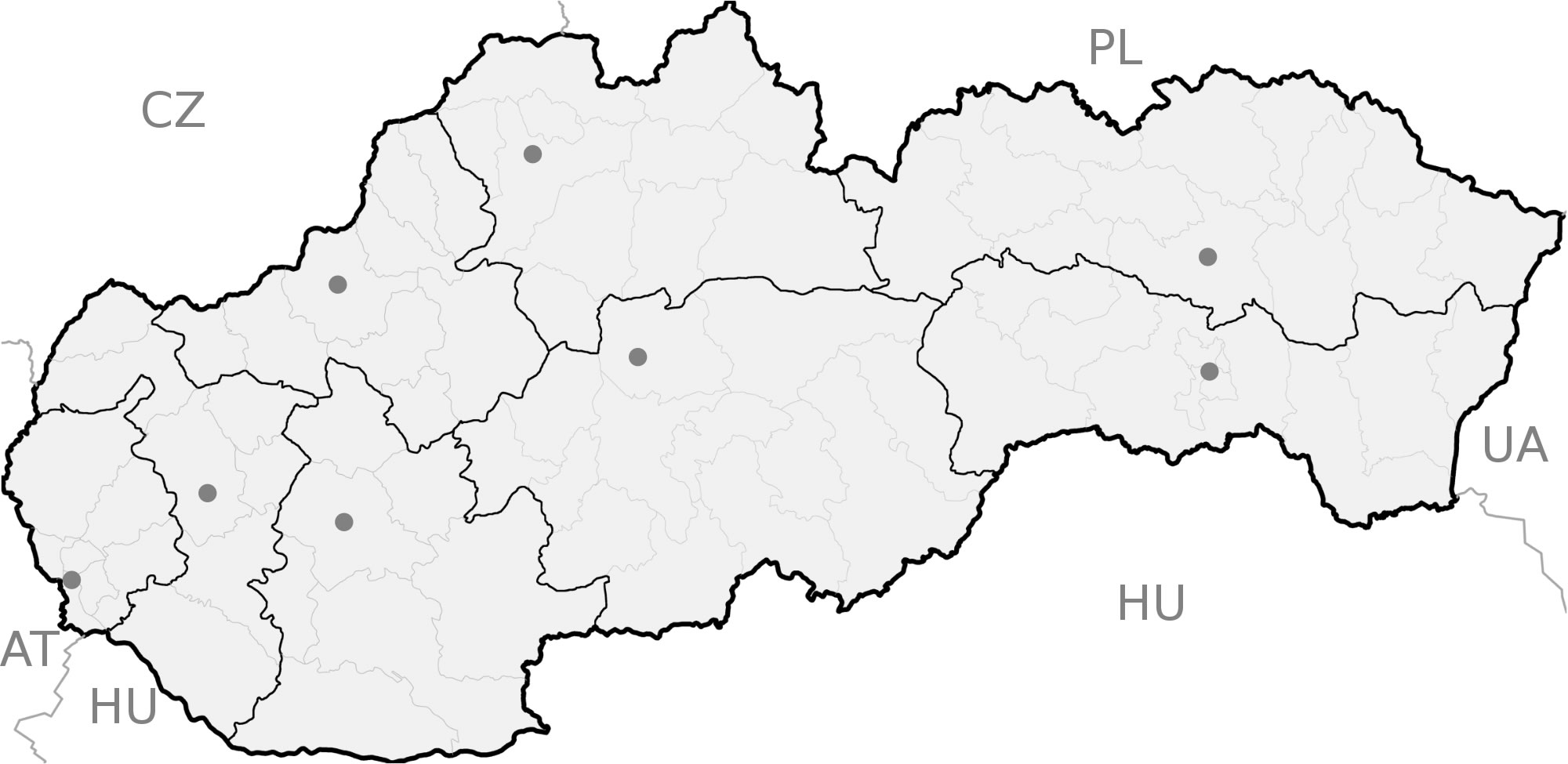 Carte Slovaquie vierge régions