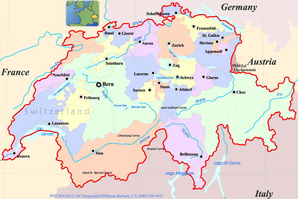 Carte régions Suisse