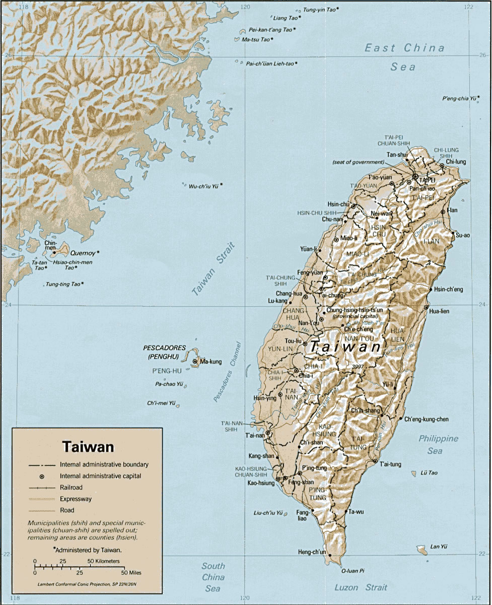 Carte relief Taïwan