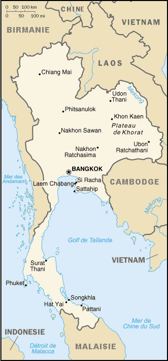 Carte des villes Thaïlande
