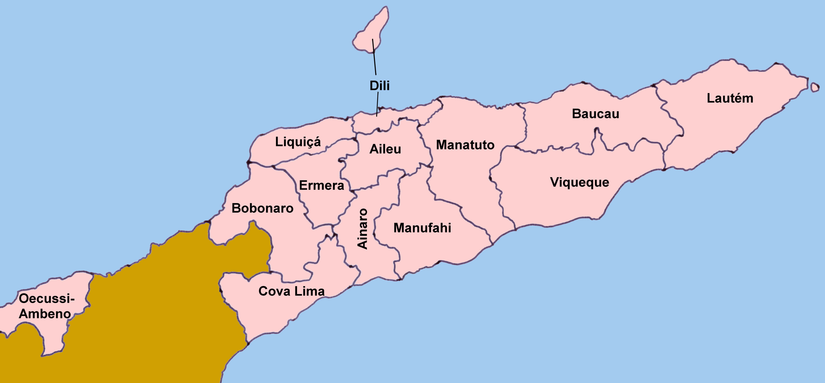 Carte Timor vierge régions